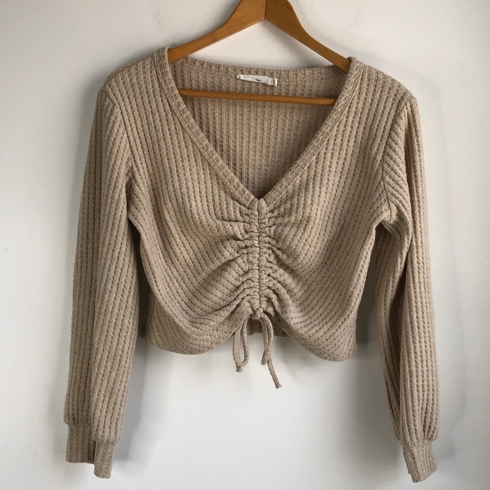 LUSH tan cropped Sweater